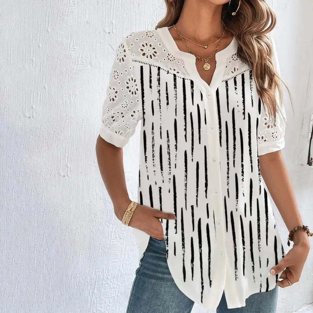 Loose Short Sleeve Blouse
