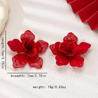 Exaggerated Metal Large Flower Stud Earrings