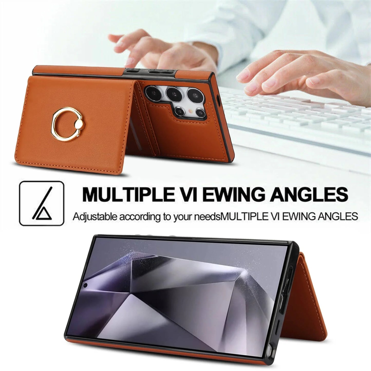 Wallet Case with Card Holder, 360° Rotation Ring