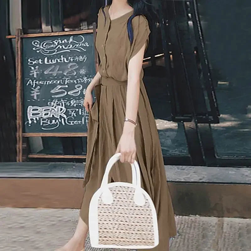 Short Sleeve Casual Mid-calf Dress