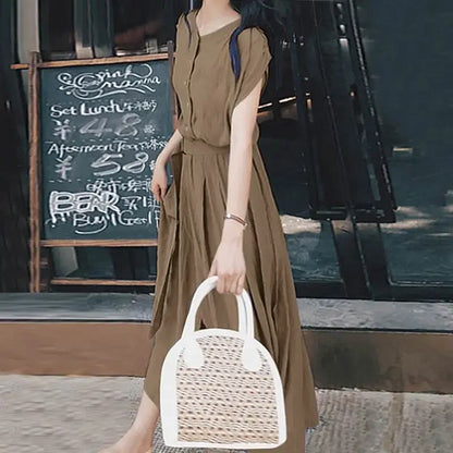 Short Sleeve Casual Mid-calf Dress