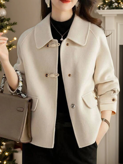 Elegant Solid Short Warm Formal Office Female Coat