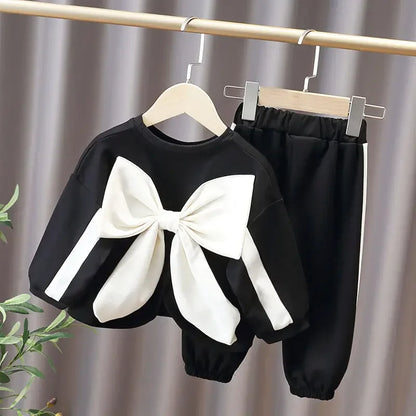 Bowknot Baby Girl Clothes Kids Boutique Pocket Hoodie + Pants Outfit Set