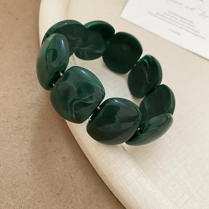 Acrylic Irregular Square Round Beaded Bracelet