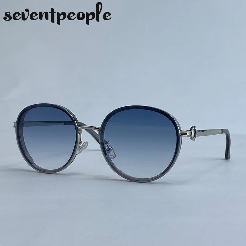 Oversized Round Luxury Vintage Metal Frame Sunglasses
