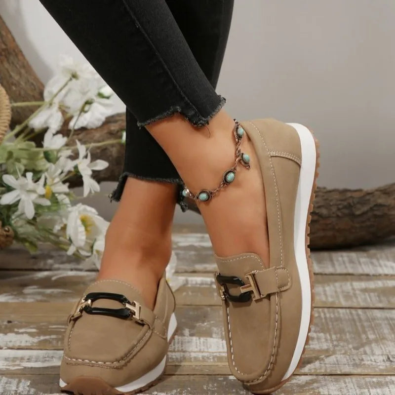 Buckle Low-top Casual Vulcanized Flat Shoes