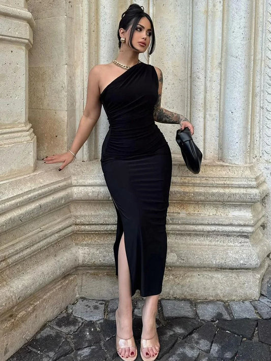 Sexy Split Sleeveless Backless Slim Maxi Dress