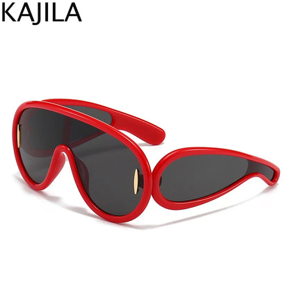 Oversized Wave Mask Luxury Steampunk Sunglasses