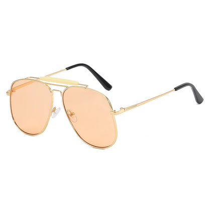 Metal Frame Pilot Luxury Square Oversize Sunglasses