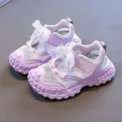 Baotou foreign pearl single mesh sneakers
