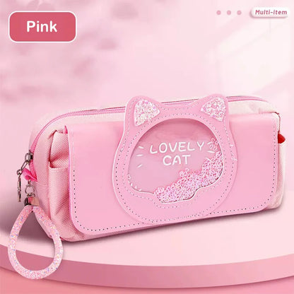 Kawaii Quicksand Pencil Case Large Capacity Pen Box