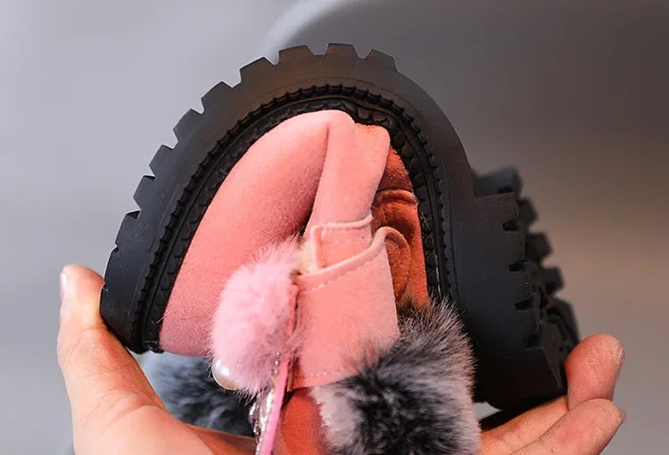 Winter Princess Snow Leather Soft Bottom Kids Boots