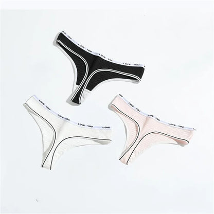 3pcs Ribbed Cotton G String Lingerie