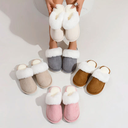 Fluffy home warm soft soled plush lined slippers