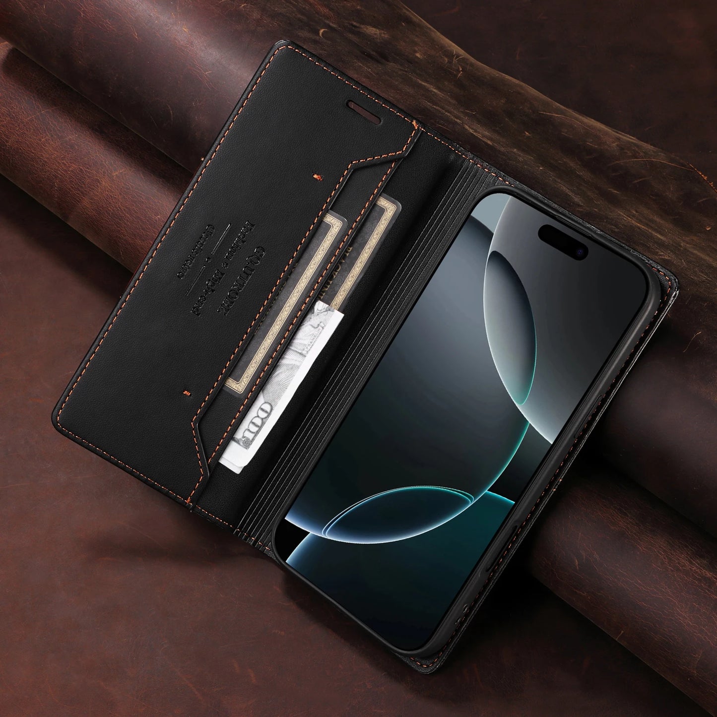 Magnetic Leather Case Flip Wallet Card Cover
