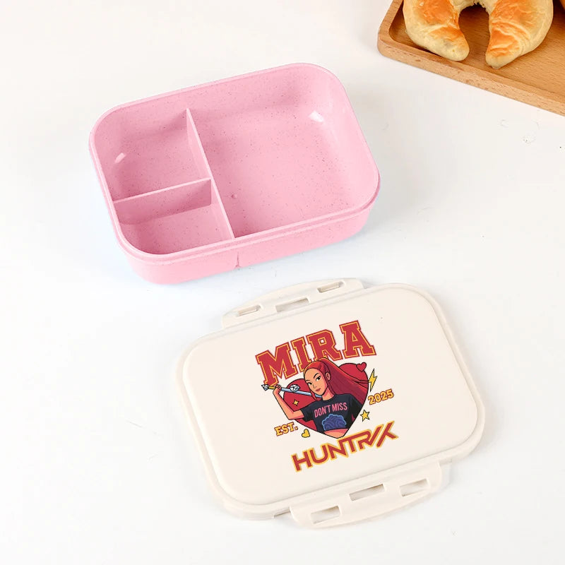 KPOP Demon Hunters Lunch Box Cute Mira Zoey Jinu Portable Plastic Bento Box