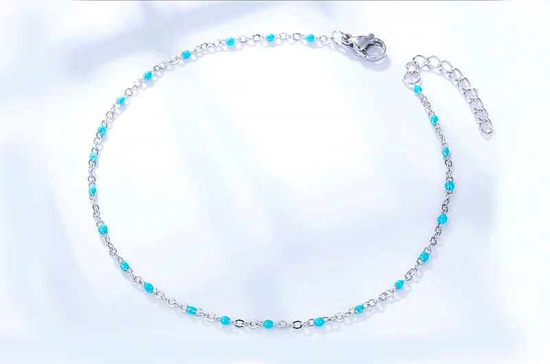 Bohemian Blue Green Yellow Beads Anklet Chains