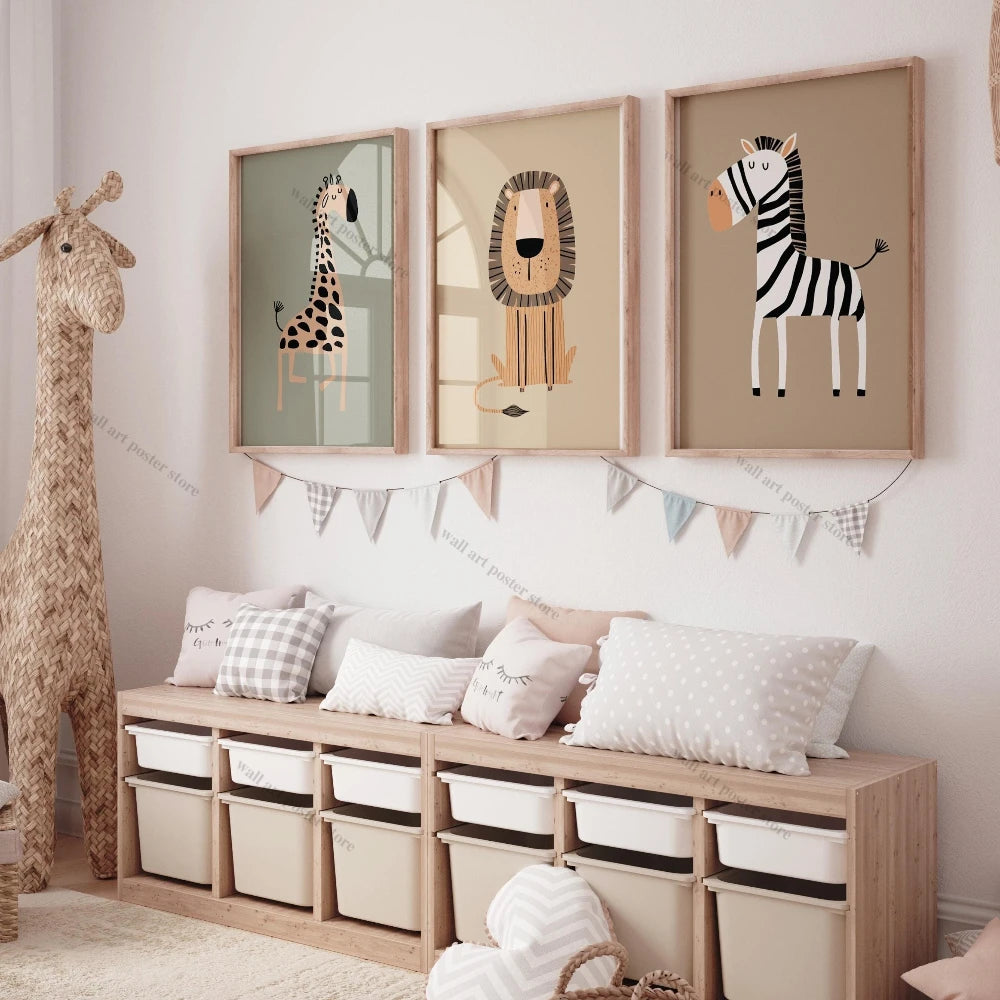 3pcs Safari Nursery Wall Prints Boho Nursery Prints Poster