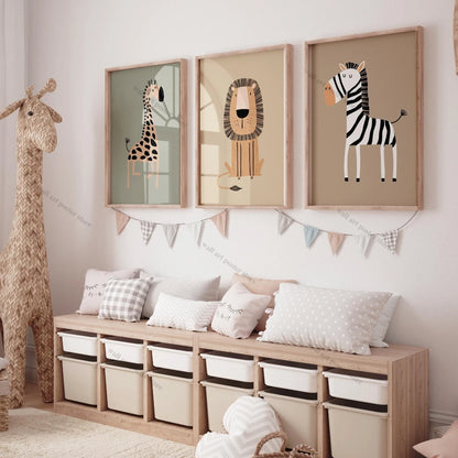 3pcs Safari Nursery Wall Prints Boho Nursery Prints Poster