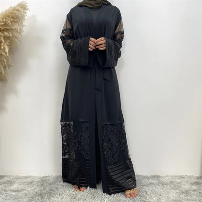 Luxury Gold Rhinestones Muslim Dress Kaftan Abaya