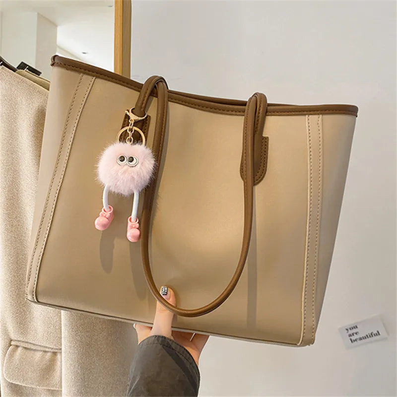 PU Leather Versatile Korean Single Shoulder Tote Bag