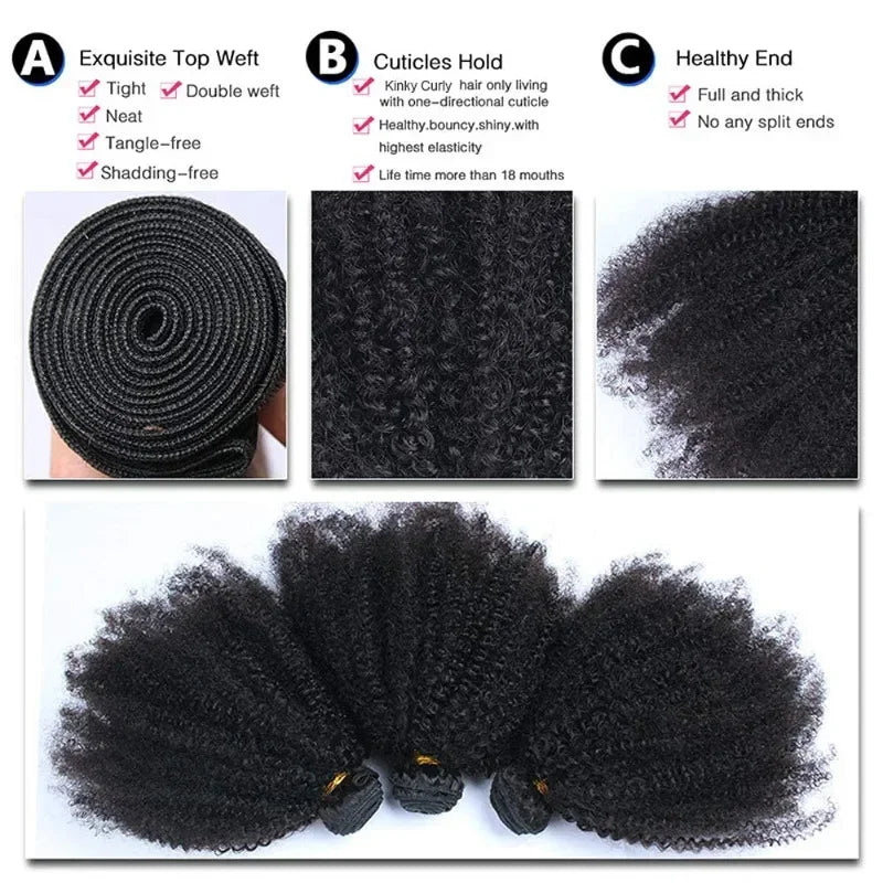 Afro Kinky Curly Bundles Human Hair  Brazilian Wig