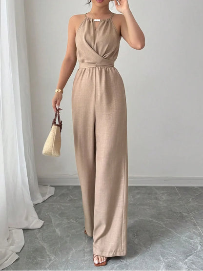 Sleeveless Bandage O- Neck Sexy Slim Jumpsuits