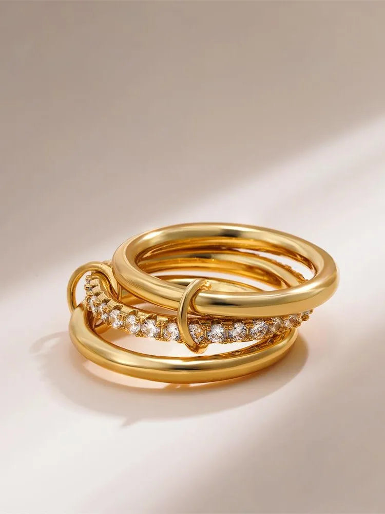 DANA Zirconia Gold Plated Rings Set