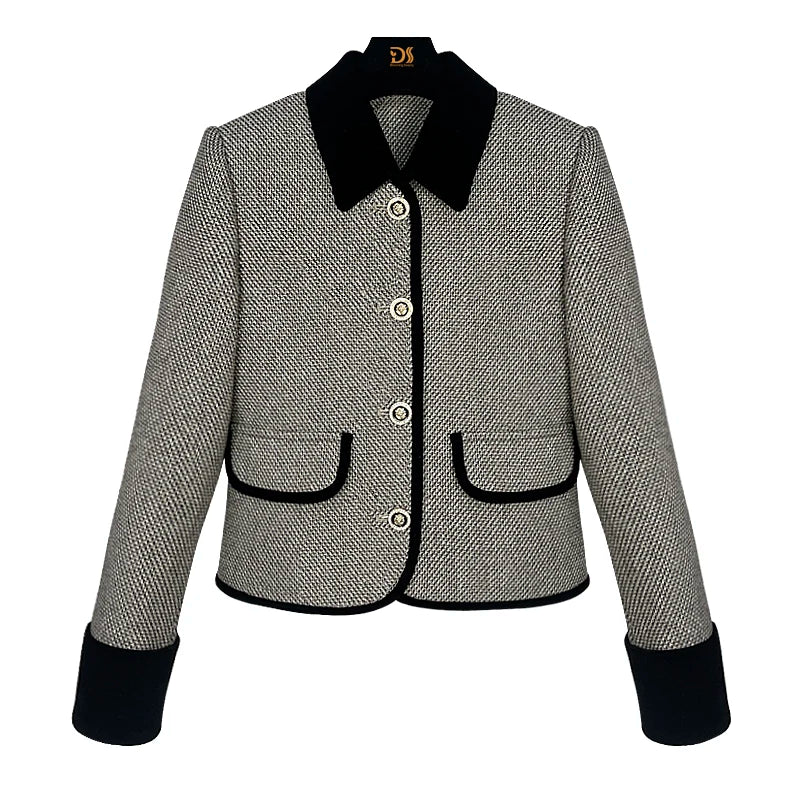 Elegant Comfortable Lapel Collar Casual Tweed Jacket