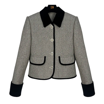 Elegant Comfortable Lapel Collar Casual Tweed Jacket