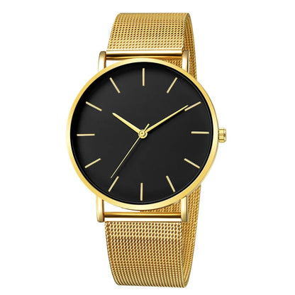 Luxury Metal Mesh Quartz Elegant Rose Gold Wristwatch