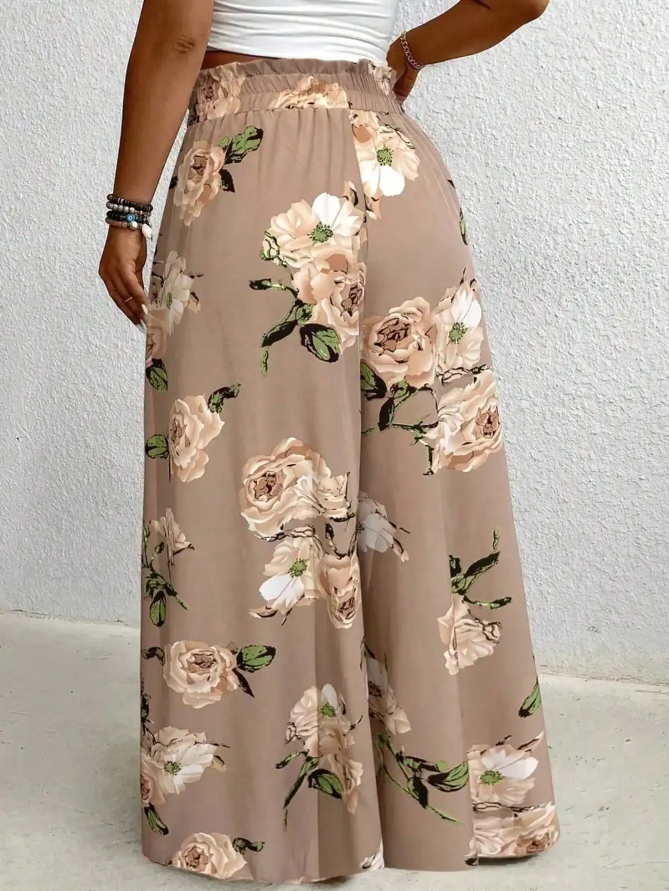 Elegant plus Size Printed Wide Leg Pants