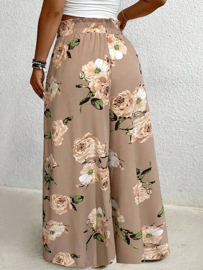 Elegant plus Size Printed Wide Leg Pants