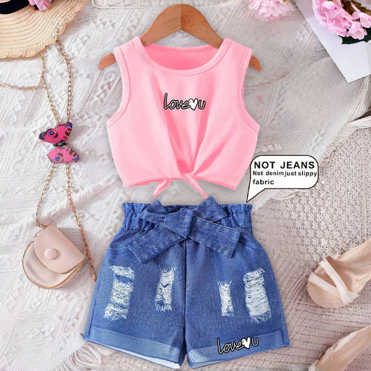 Tie-Dye Full Print Vest Suit Sports Blue Shorts Suit