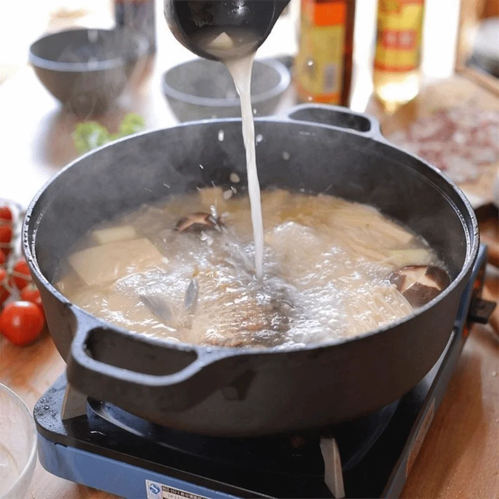 Cookware Non-Stick Cast Iron Skillet Flat Bottomed Double Handle Frying Pan