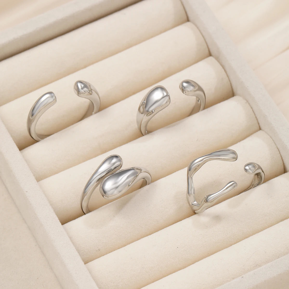 Vintage Smooth Open Rings Set