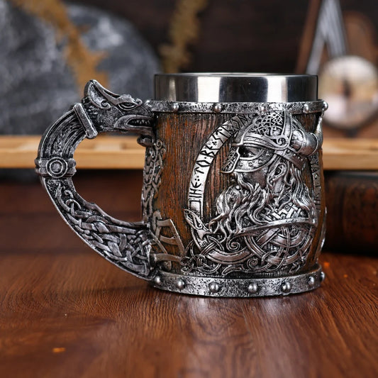 Viking Stainless Steel Nordic Barrel Dragon Boat Beer Mug