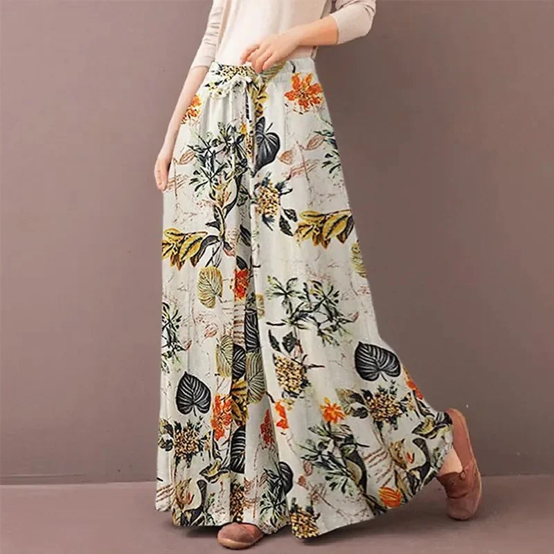 Floral Wide Leg Bohemia Plus Size Pants