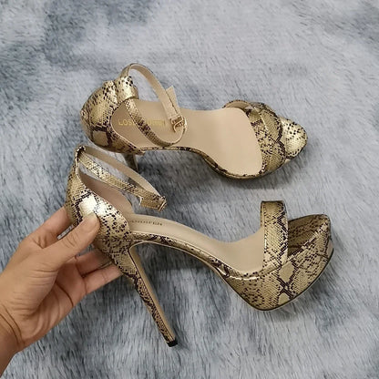 Sexy Open Toes High Heels Leather Shoes