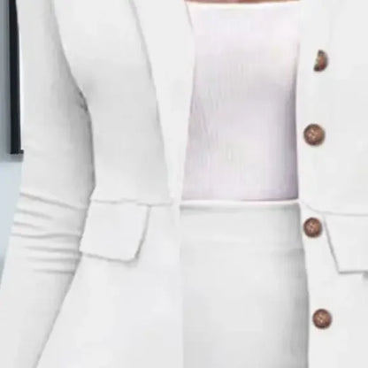 Long Sleeve Blazer Jacket And Skirt Set