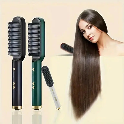 Peine alisador de cabello, herramienta eléctrica 2 en 1 para alisar y rizar el cabello
