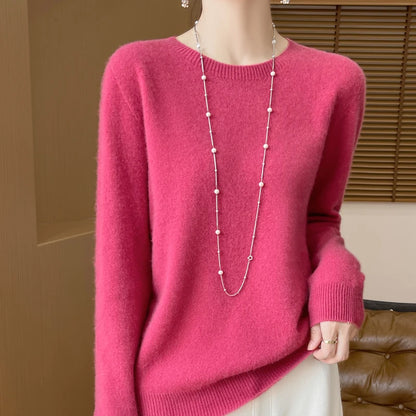 Wool Cashmere Pullover O-Neck Long Sleeve