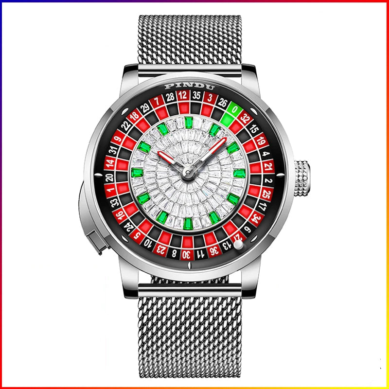 Russian Roulette Game 46MM Mechanical Sapphire Mirror Diamond Dial Watch