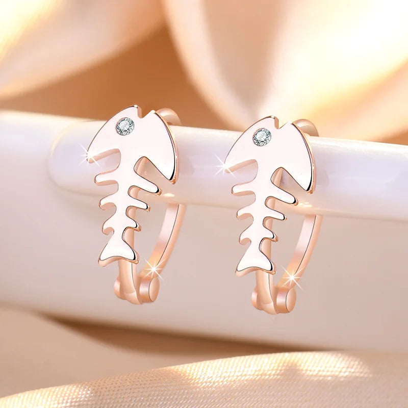 925 Sterling Silver Zircon Buckle Earrings