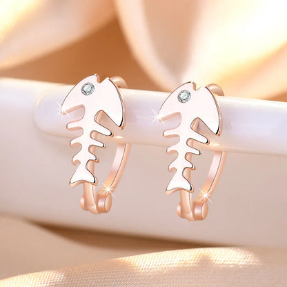 925 Sterling Silver Zircon Buckle Earrings