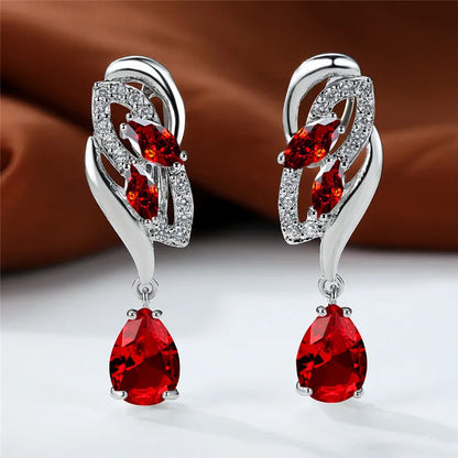 Blue Rainbow Stone Crystal Zircon Earrings