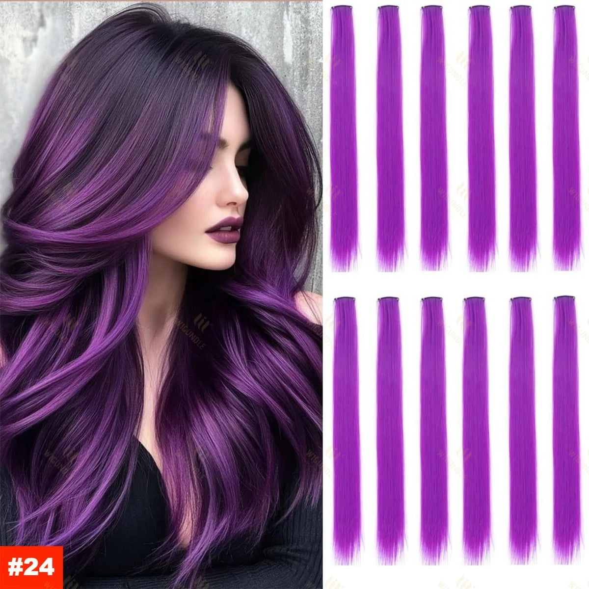 Colored Highlight 22 Inch Synthetic Hair Extensions Rainbow Long Straight Hairpieces