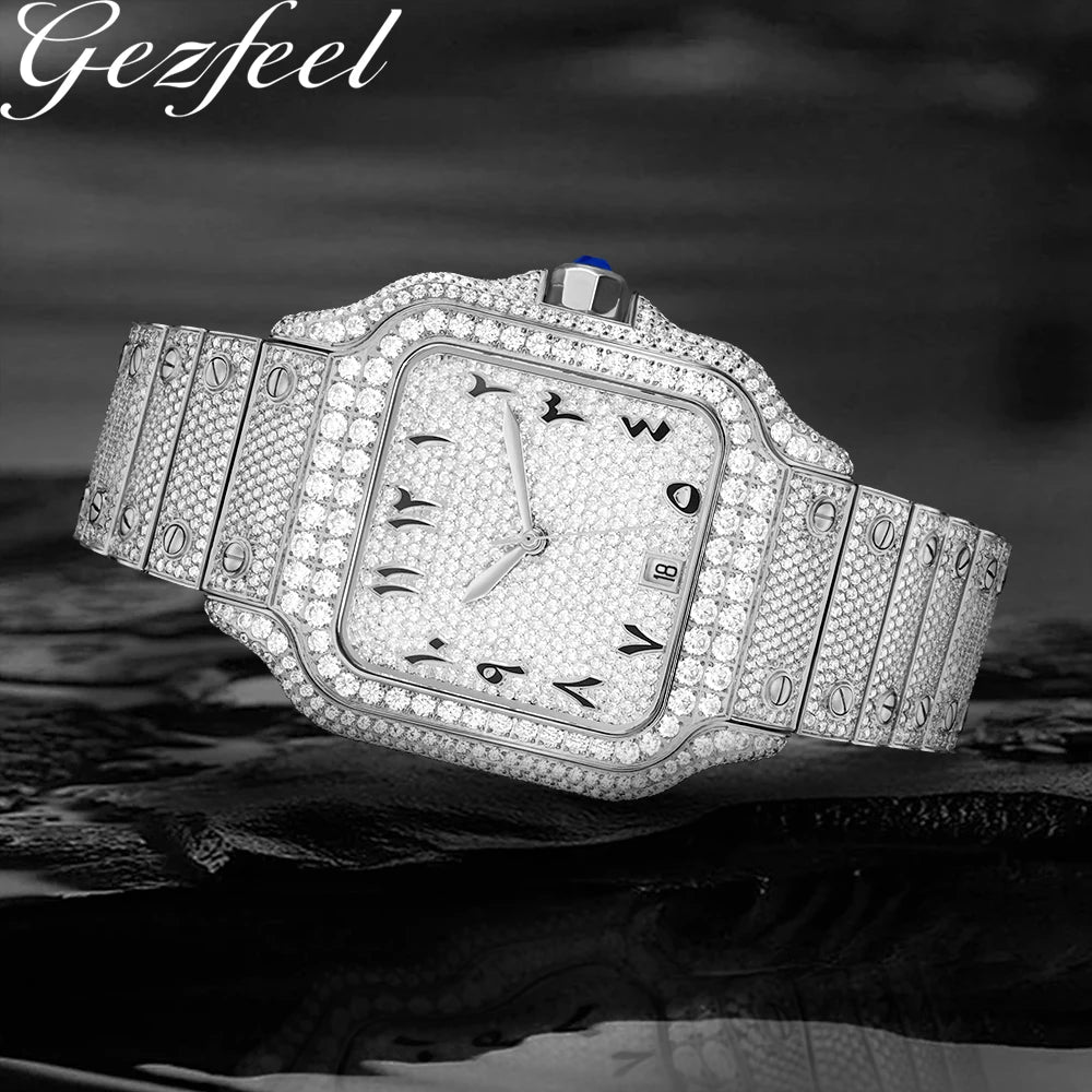 Luxury Gold Hip Hop Iced Out Automatic Diamond Watch