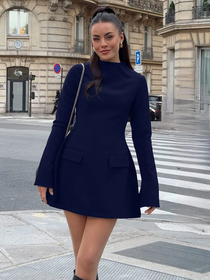 Dulzura Long Sleeves Zipper Bodycon Mini Dress
