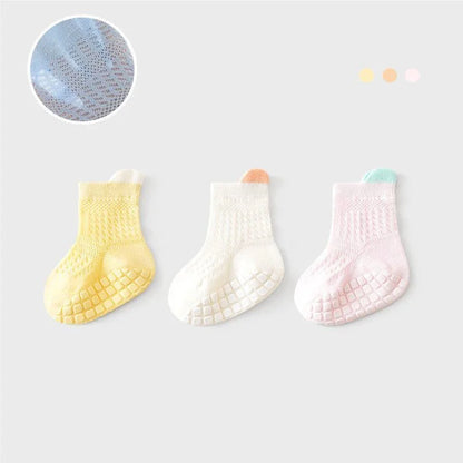 3pairs/lot 6 Colored Of Net Eye Non-slip Cotton Socks